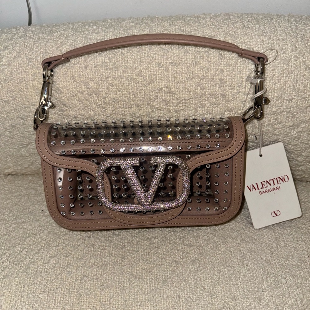 VALENTINO GARAVANI Logo Embellished Two Way Crossbody Bag.